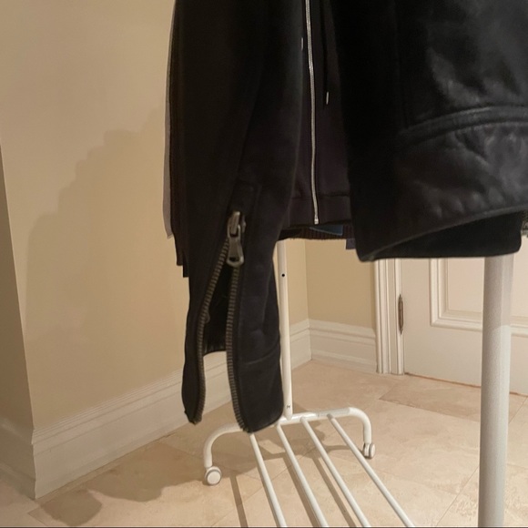 7 For All Mankind Black Leather Bomber - Picture 4 of 7